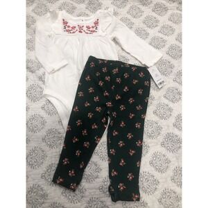 Carter's Baby‎ Girl Outfit Size 9 months White Red Green Bodysuit Christmas